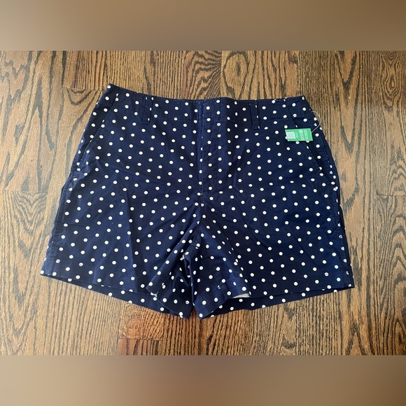 GAP Women's Downtown Khaki Shorts navy white polka dots Sz. 12 NWT - Picture 2 of 8